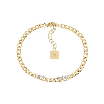 Bracelet Zag Azilis  en acier doré et oxyde de zirconium