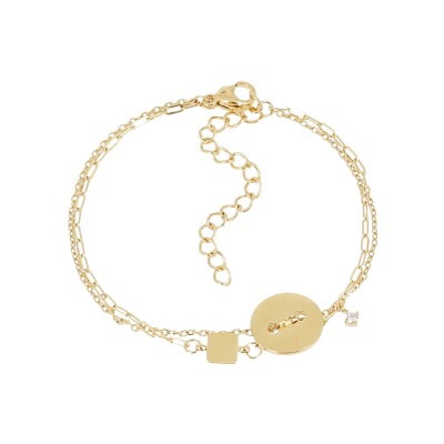 Bracelet Zag Indira en acier doré et oxyde de zirconium