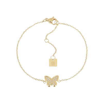 Bracelet Zag Logan  en acier doré et oxyde de zirconium
