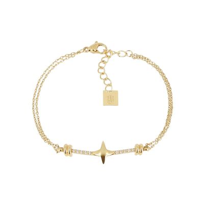 Bracelet Zag Erbajolo  en acier doré et oxyde de zirconium
