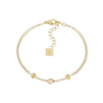 Bracelet Zag Ghisoni  en acier doré et oxyde de zirconium