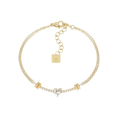 Bracelet Zag Salin  en acier doré et oxyde de zirconium