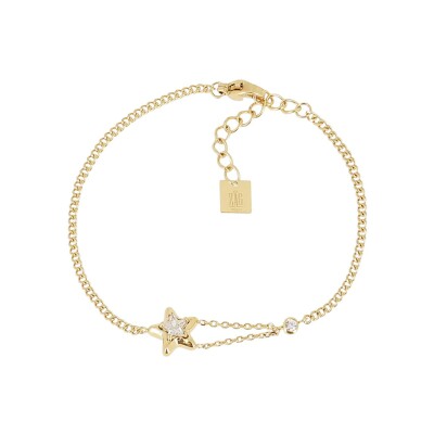Bracelet Zag Aghione  en acier doré et oxyde de zirconium