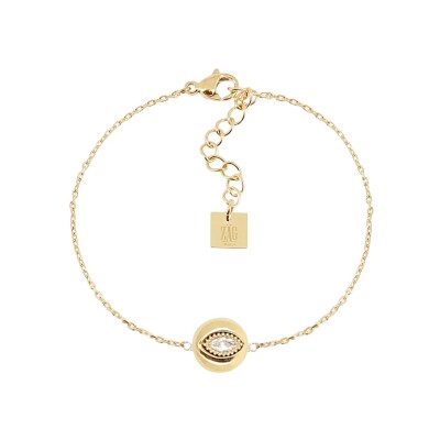 Bracelet Zag Pianello  en acier doré et oxyde de zirconium