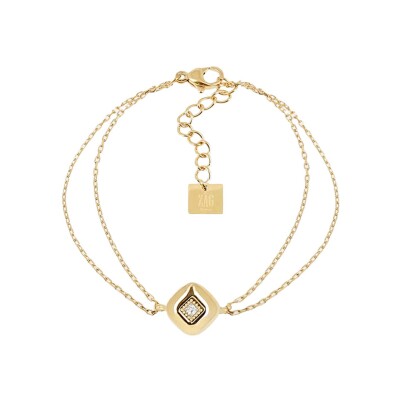 Bracelet Zag Zuani  en acier doré et oxyde de zirconium