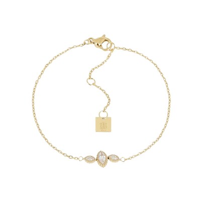 Bracelet Zag Cervaro  en acier doré et oxyde de zirconium