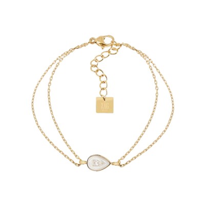 Bracelet Zag Boson en acier doré et nacre