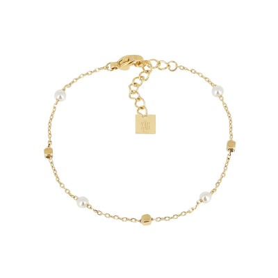 Bracelet Zag Gargano  en acier doré et perle d'imitation