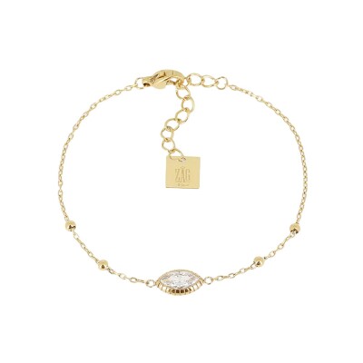 Bracelet Zag Funtana  en acier doré et oxyde de zirconium