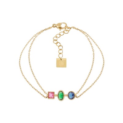Bracelet Zag Pardu en acier doré et oxyde de zirconium