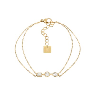 Bracelet Zag Pardu en acier doré et oxyde de zirconium