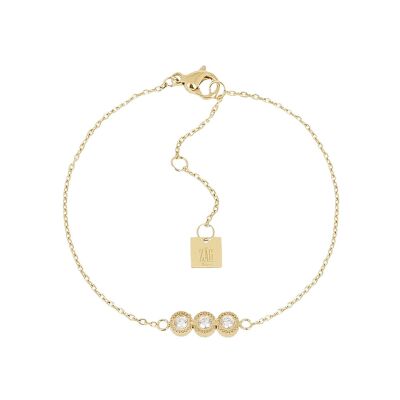 Bracelet Zag Taormine  en acier doré et oxyde de zirconium