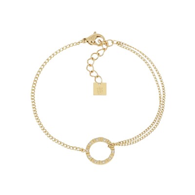 Bracelet Zag Surbo  en acier doré et oxyde de zirconium