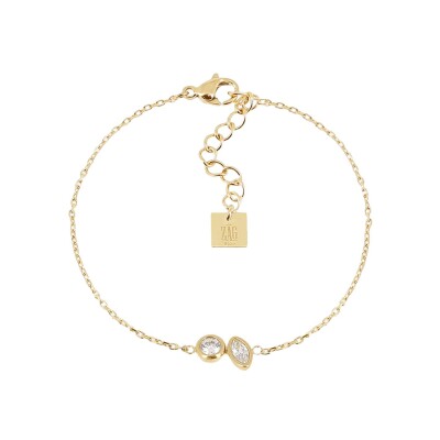 Bracelet Zag Galatina  en acier doré et oxyde de zirconium