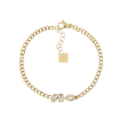Bracelet Zag Ugento  en acier doré et oxyde de zirconium