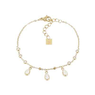 Bracelet Zag Paceco  en acier doré et oxyde de zirconium