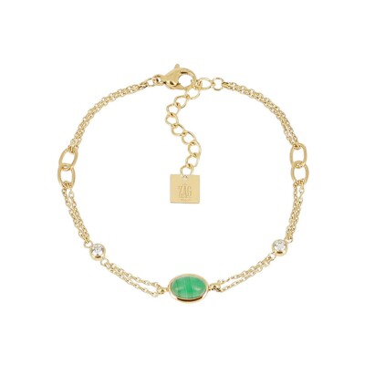 Bracelet Zag Carini en acier doré et oxyde de zirconium