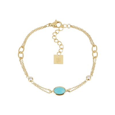 Bracelet Zag Carini en acier doré et oxyde de zirconium
