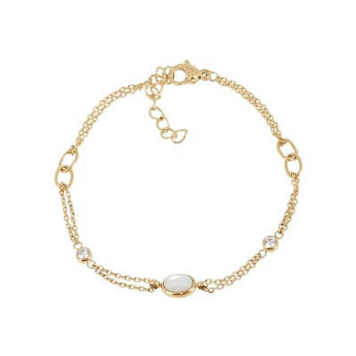 Bracelet Zag Carini en acier doré et oxyde de zirconium