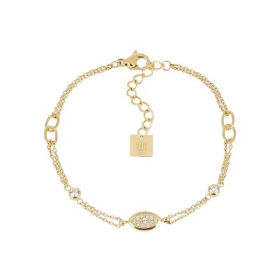 Bracelet Zag Salemi  en acier doré et oxyde de zirconium