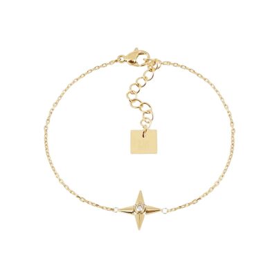 Bracelet Zag Leonardo  en acier doré et oxyde de zirconium