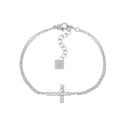 Bracelet Zag Capizzi  en acier et oxyde de zirconium