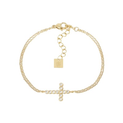 Bracelet Zag Capizzi en acier doré et oxyde de zirconium