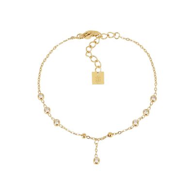 Bracelet Zag Raddusa  en acier doré et oxyde de zirconium