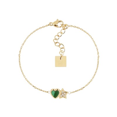 Bracelet Zag Sassari  en acier doré et oxyde de zirconium