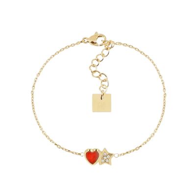 Bracelet Zag Sassari  en acier doré et oxyde de zirconium