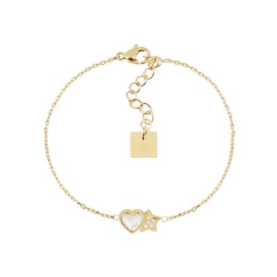 Bracelet Zag Sassari  en acier doré et oxyde de zirconium