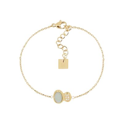 Bracelet Zag Nicolosi  en acier doré et oxyde de zirconium