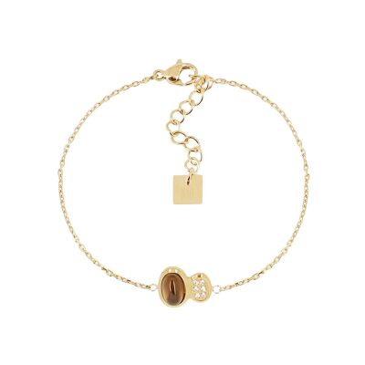 Bracelet Zag Nicolosi  en acier doré et oxyde de zirconium