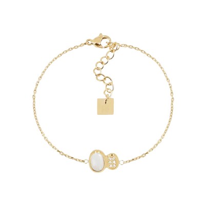 Bracelet Zag Nicolosi  en acier doré et oxyde de zirconium