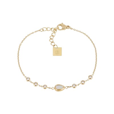 Bracelet Zag Adrano en acier doré et oxyde de zirconium