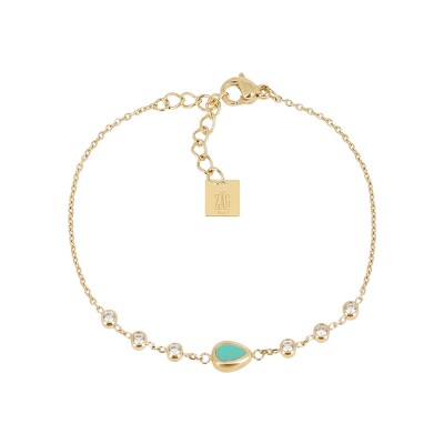 Bracelet Zag Adrano en acier doré et oxyde de zirconium