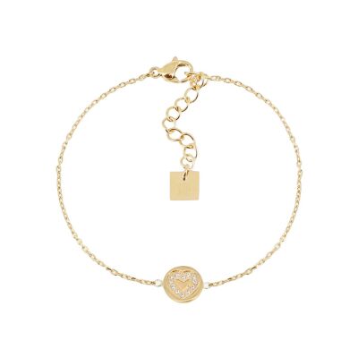 Bracelet Zag Catane  en acier doré et oxyde de zirconium