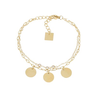 Bracelet Zag Tergu en acier doré et oxyde de zirconium