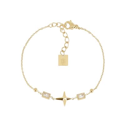 Bracelet Zag Cutro  en acier doré et oxyde de zirconium