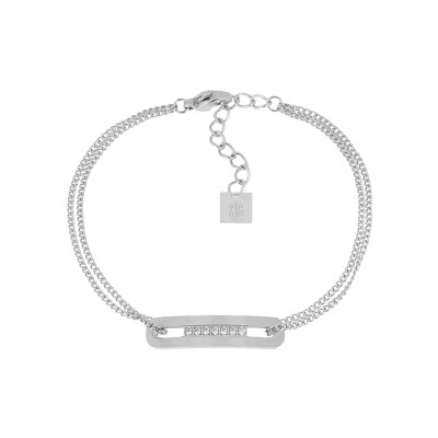 Bracelet Zag Palmi en acier et oxyde de zirconium