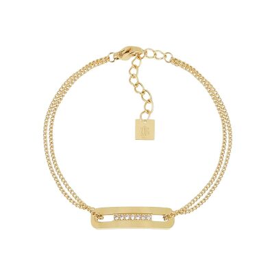 Bracelet Zag Palmi  en acier doré et oxyde de zirconium