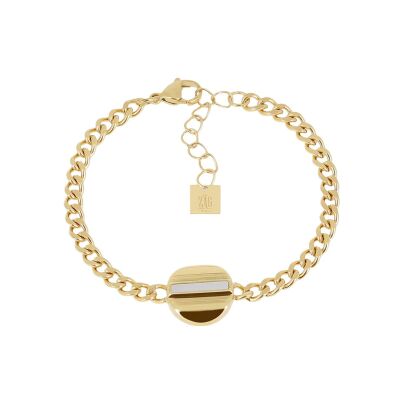 Bracelet Zag Luras  en acier doré et nacre