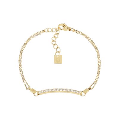 Bracelet Zag Lauria  en acier doré et oxyde de zirconium