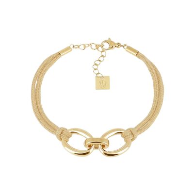 Bracelet Zag Pirazollu  en acier doré et textile