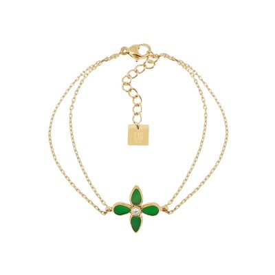 Bracelet Zag Molini  en acier doré et oxyde de zirconium
