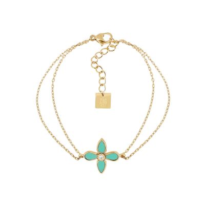 Bracelet Zag Molini  en acier doré et oxyde de zirconium