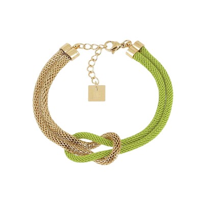 Bracelet Zag Apietto  en acier doré et textile