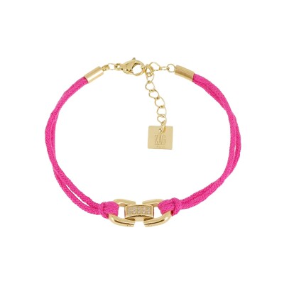 Bracelet Zag Marinella  en acier doré, textile et oxyde de zirconium
