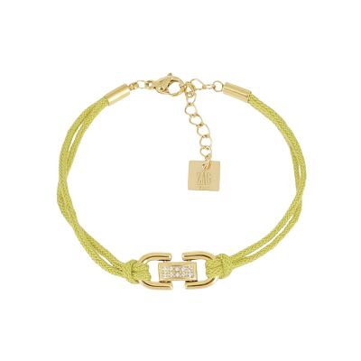 Bracelet Zag Marinella  en acier doré, textile et oxyde de zirconium