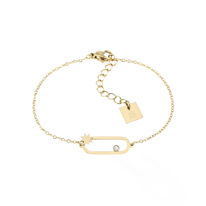 Bracelet ZAG Atoll en acier doré et cristal